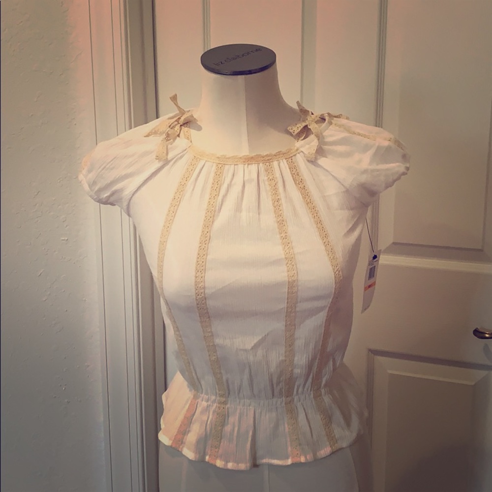NWT Jessica Simpson white gauze top